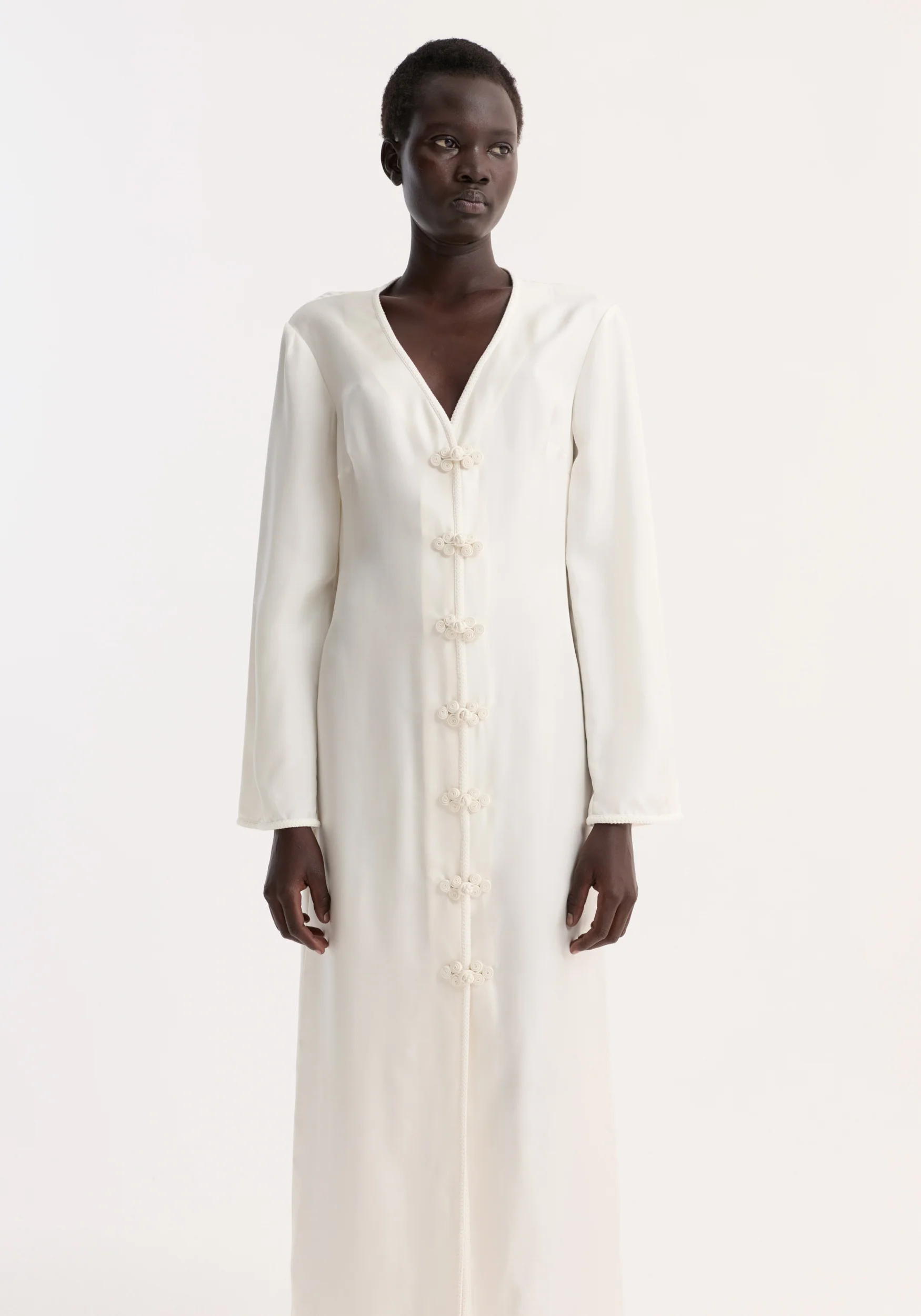 Pankou closure silk dress | cream - Image 3