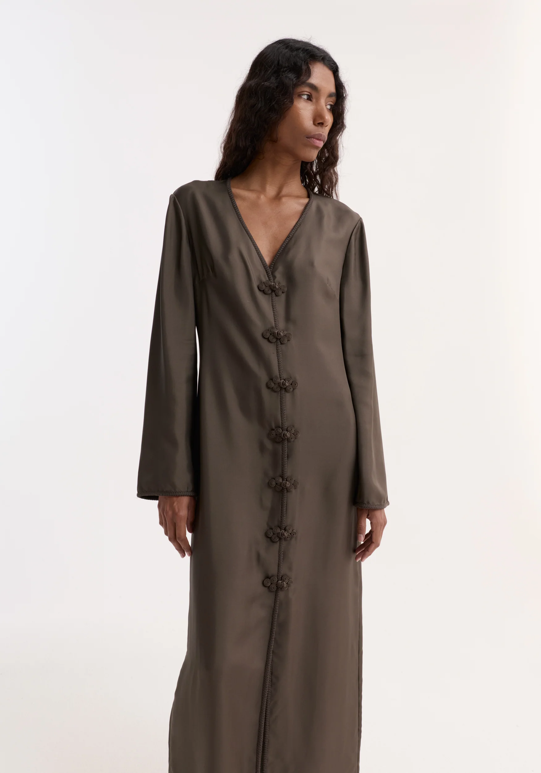Pankou closure silk dress | earth - Image 3