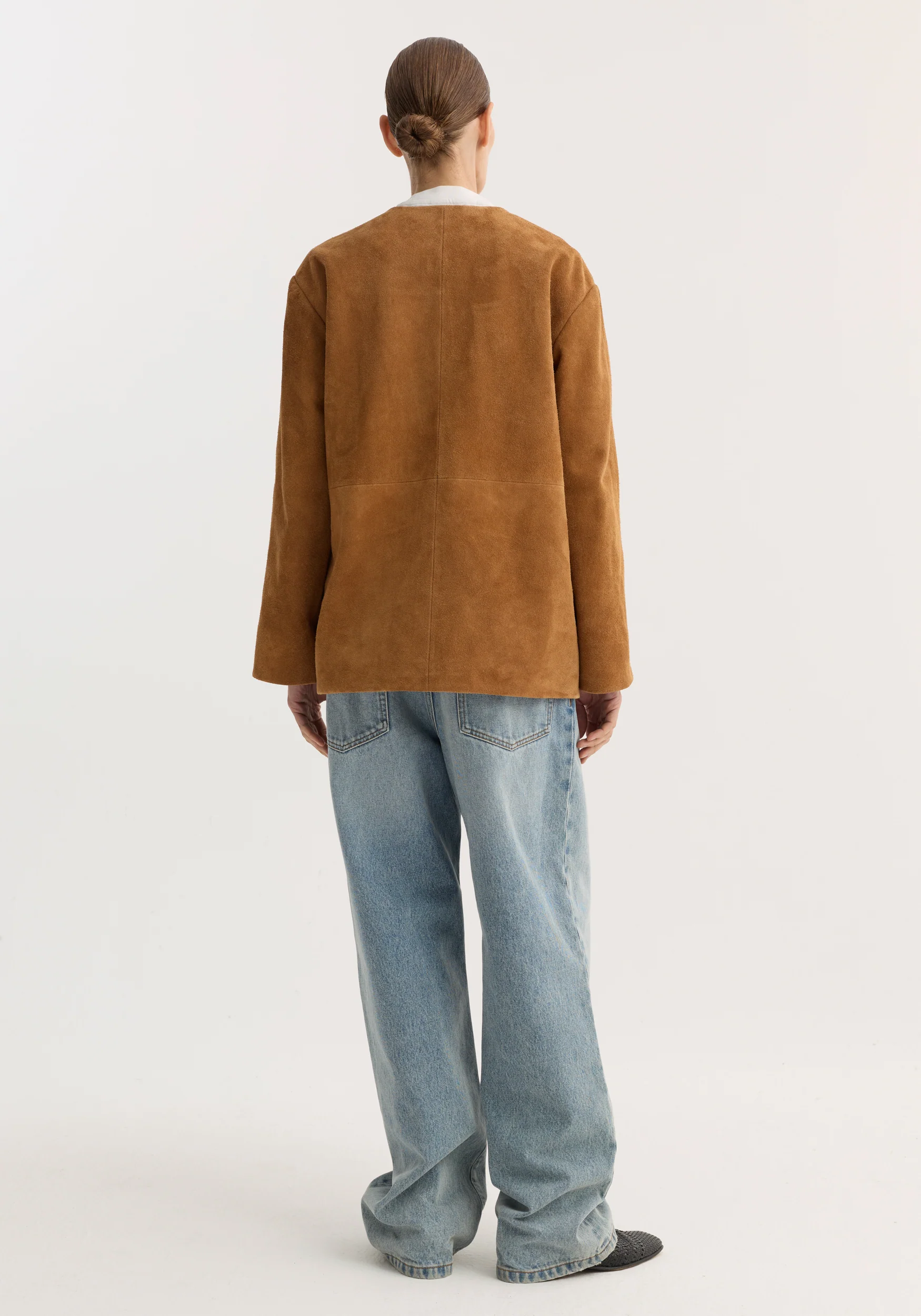 Pankou closure suede jacket | cognac - Image 6