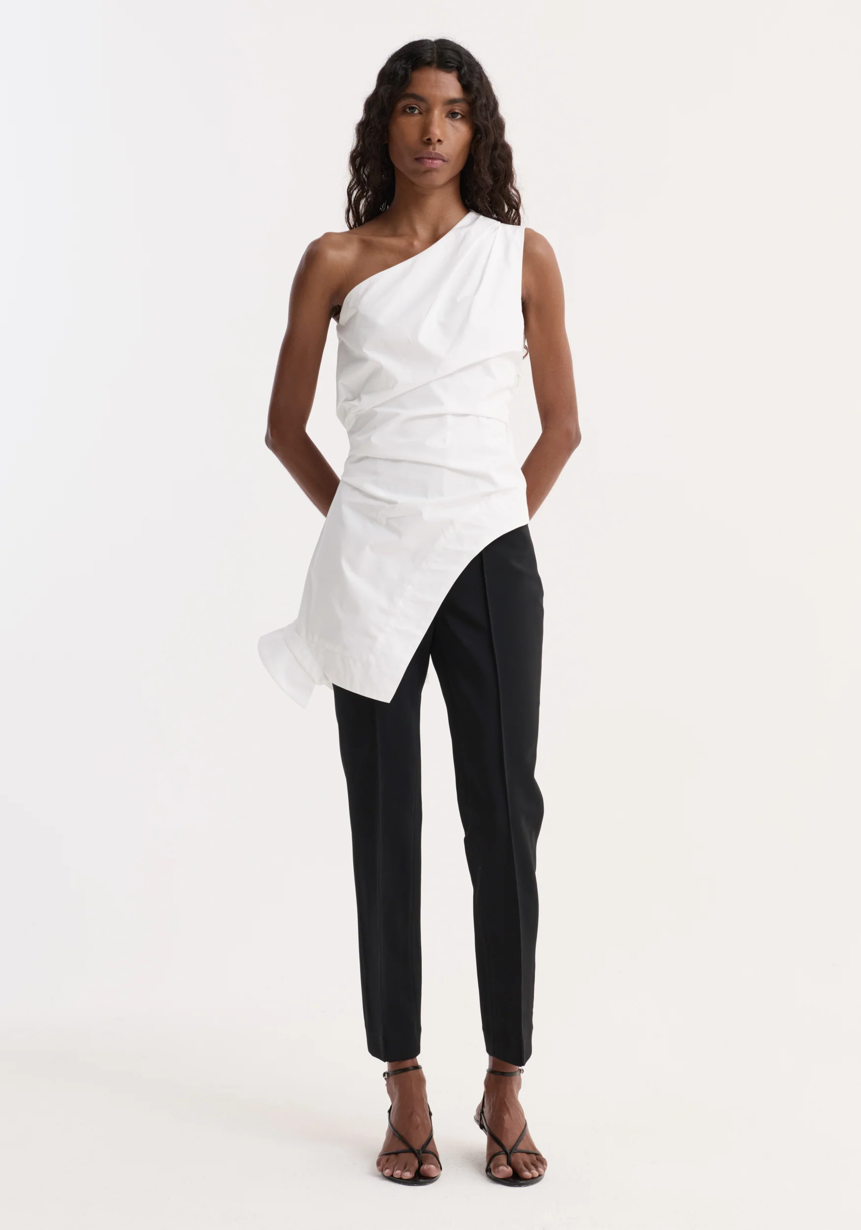 Reimagined one shoulder top | optic white - Image 2