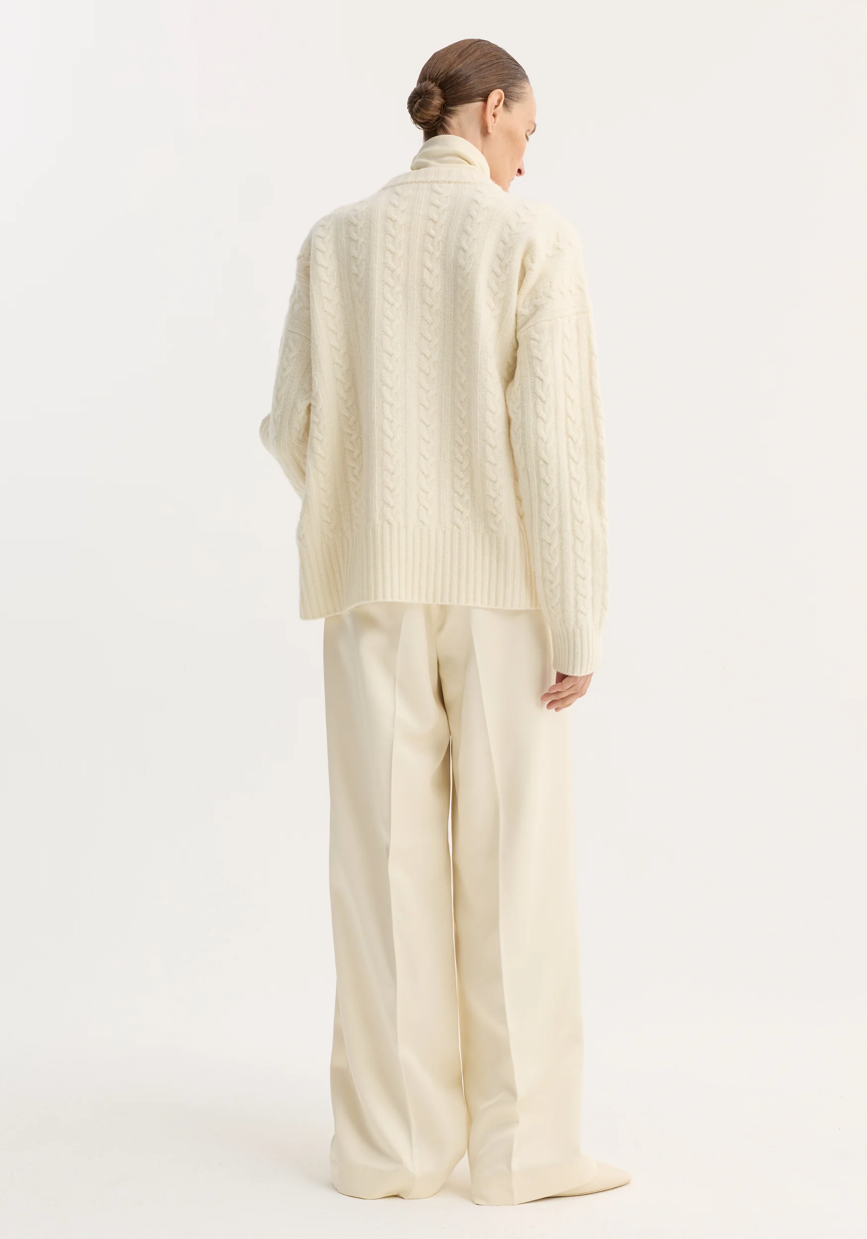 Relaxed drawstring satin trousers | cream - Image 4