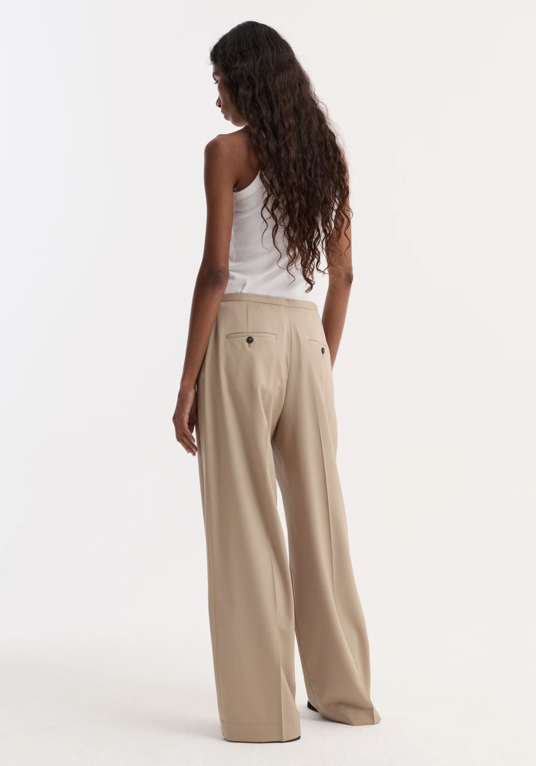 Relaxed drawstring trousers | beige - Image 5