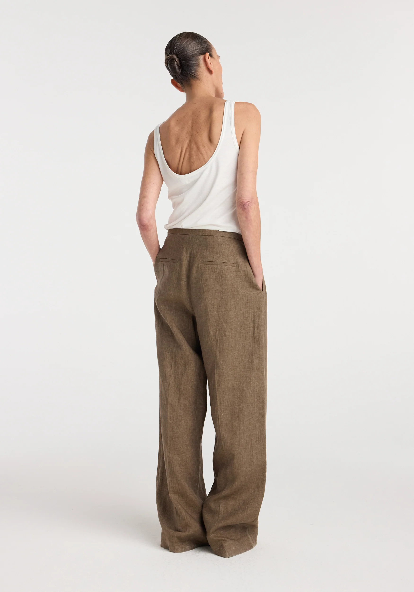 Relaxed drawstring trousers | brown melange - Image 4