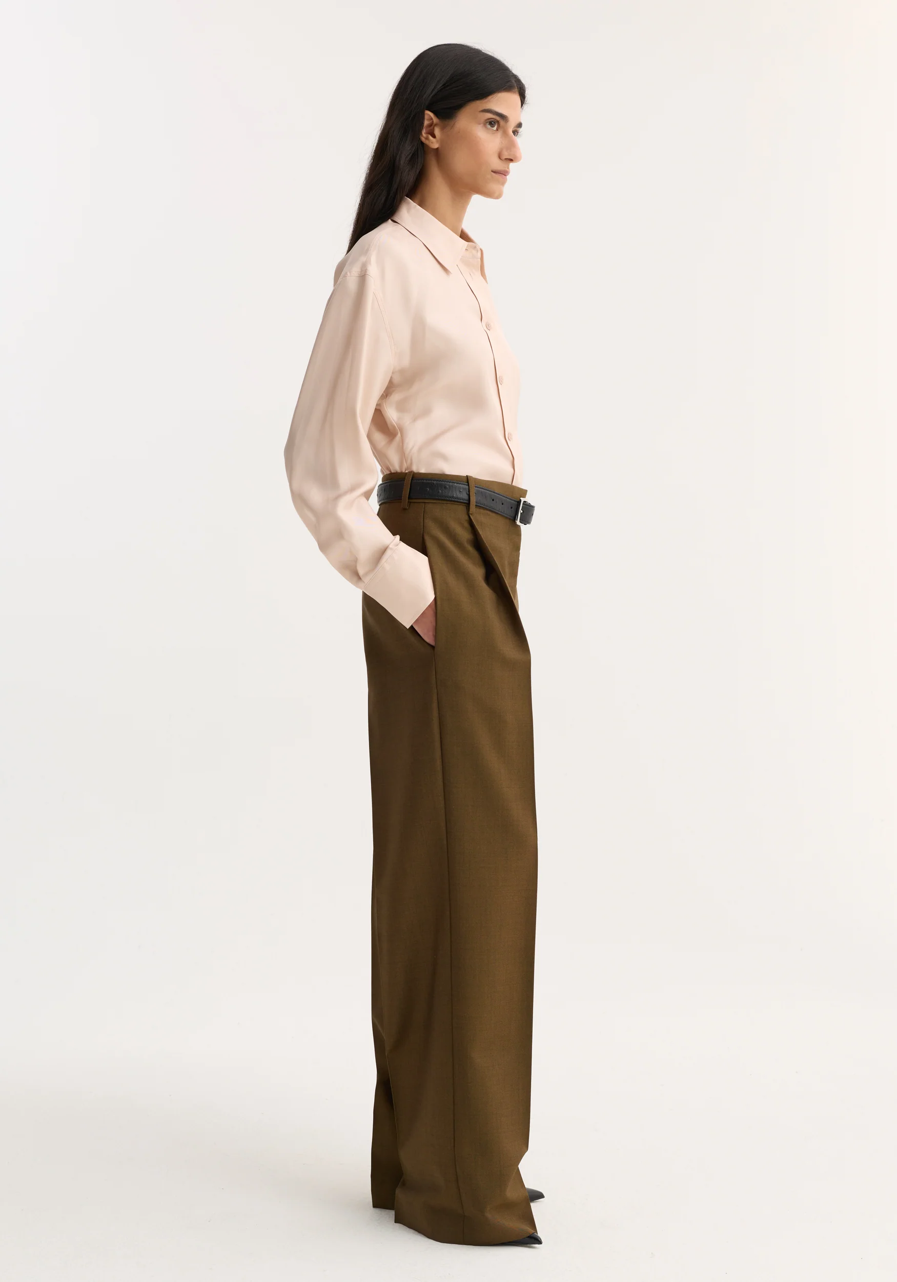 Relaxed straight leg trousers | golden brown - Image 4