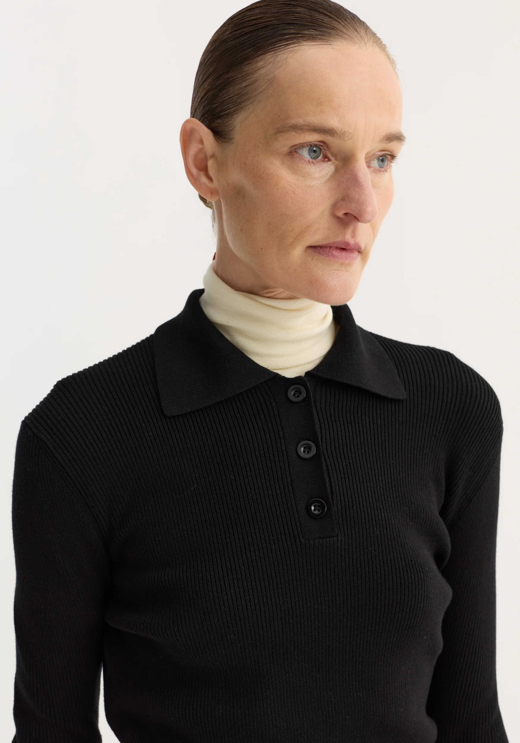 Rib knitted polo | black - Image 4