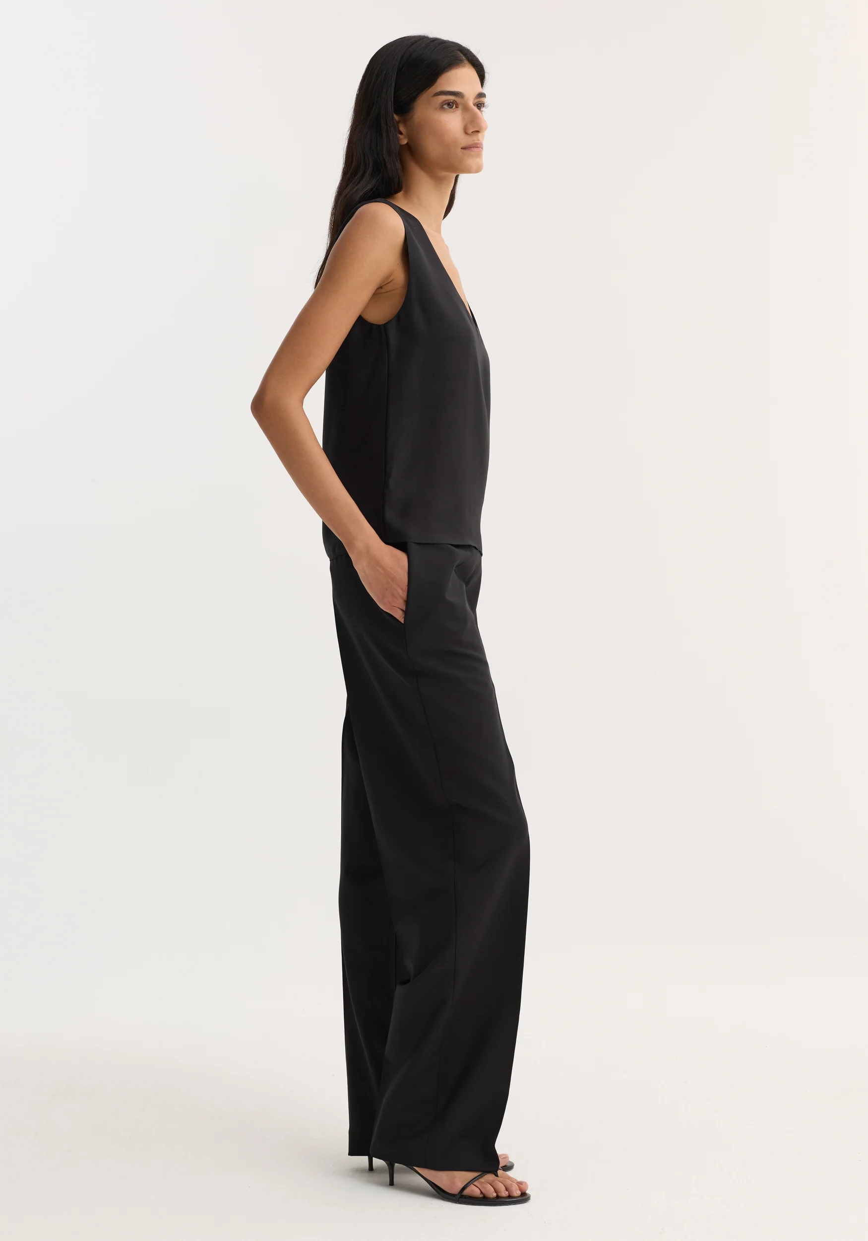 Scoop-neck silk top | black - Image 5
