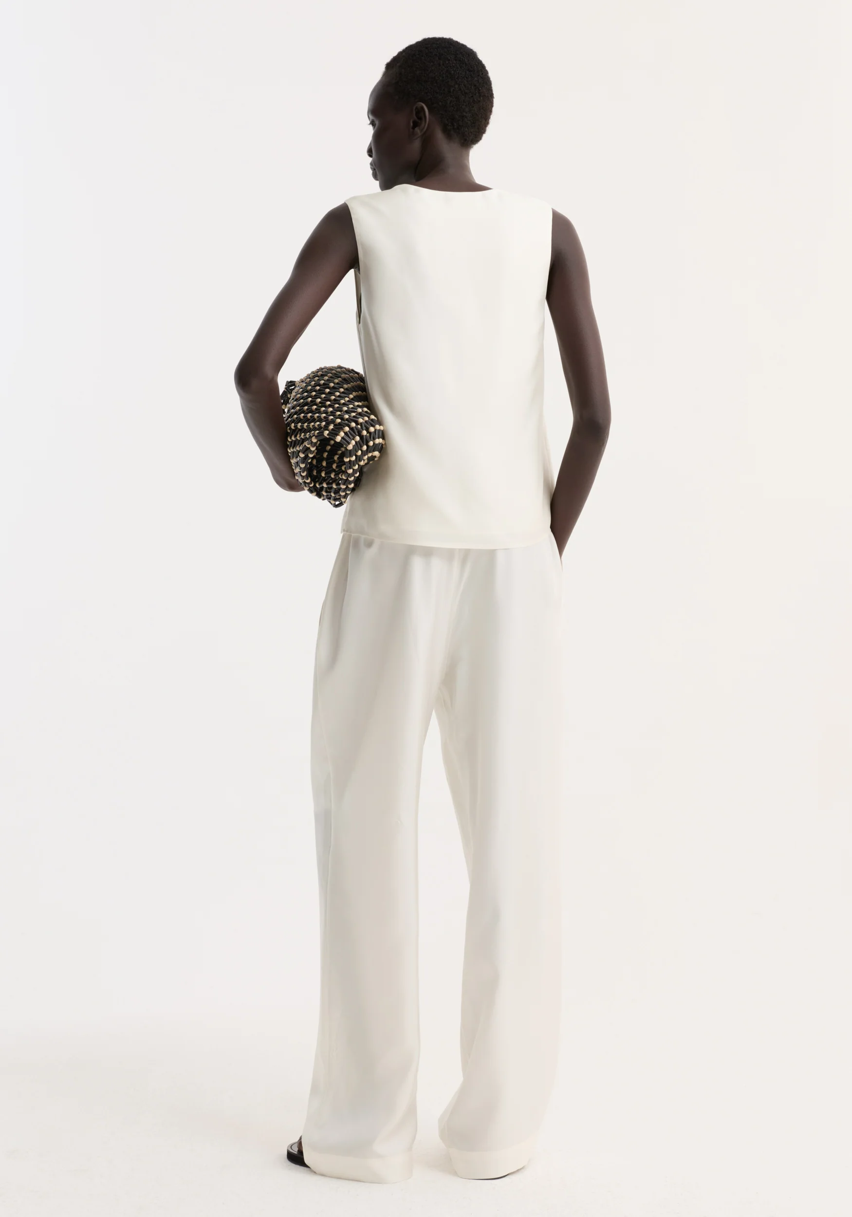 Scoop-neck silk top | cream - Image 6