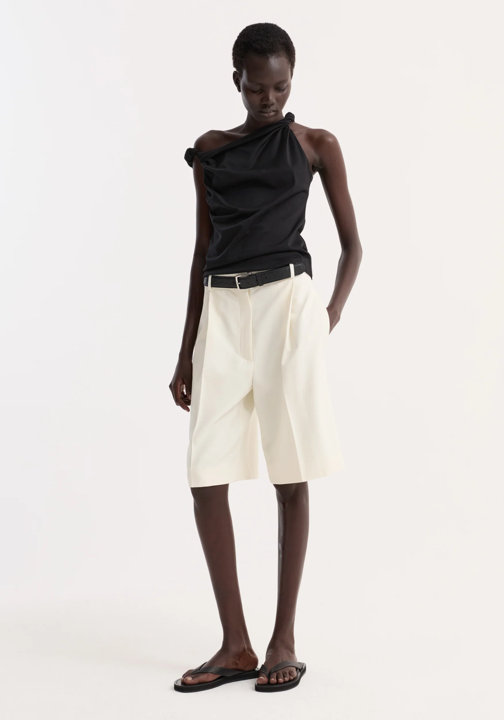 Sculptural cotton silk top | black - Image 2