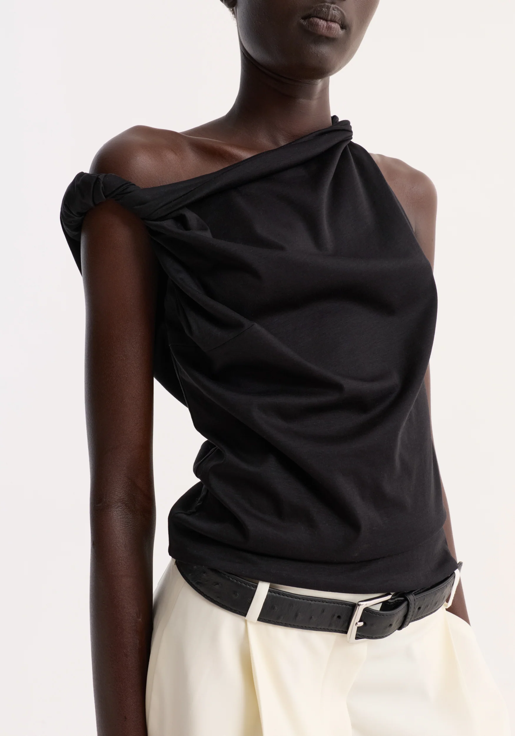 Sculptural cotton silk top | black - Image 3