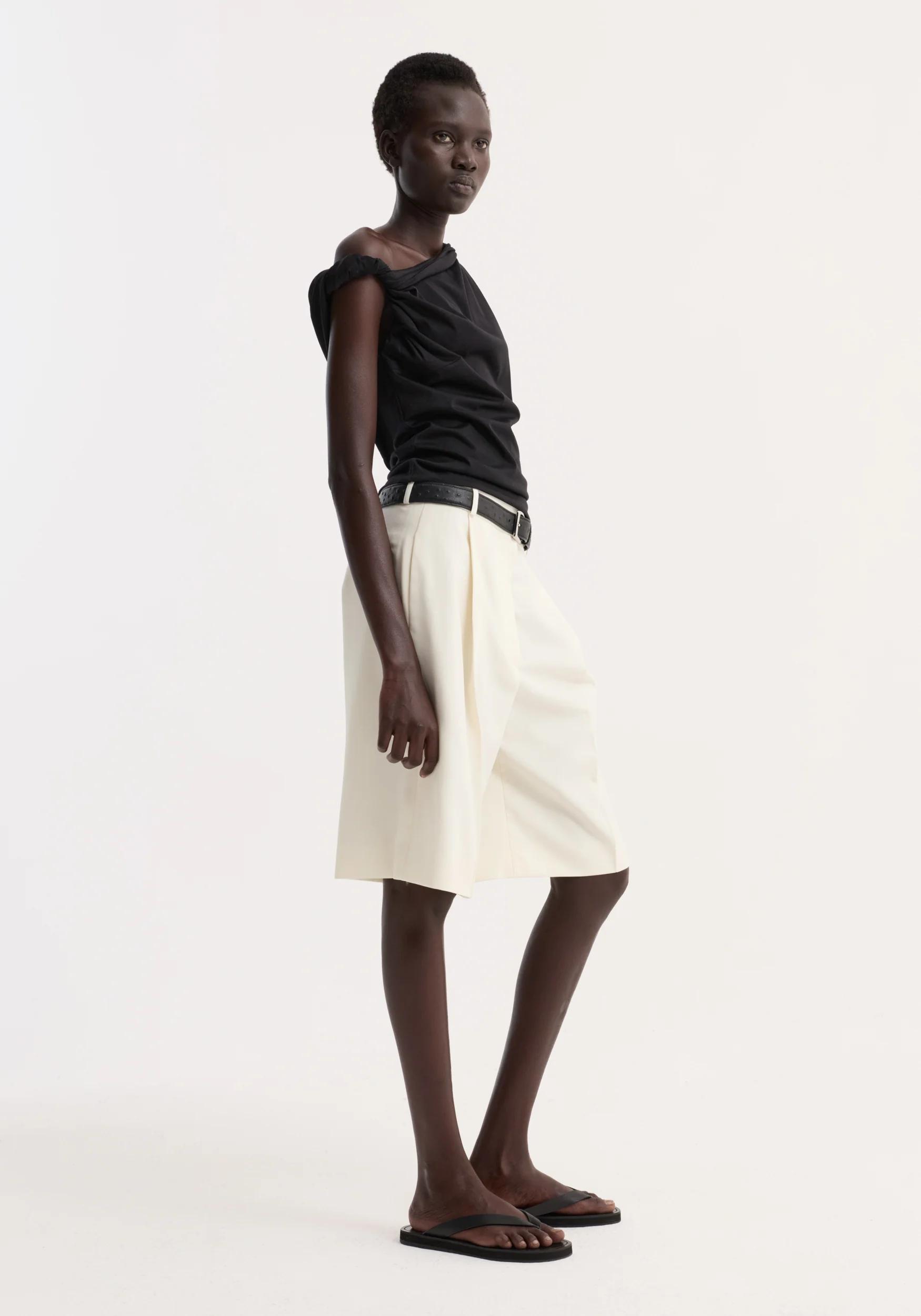 Sculptural cotton silk top | black - Image 4