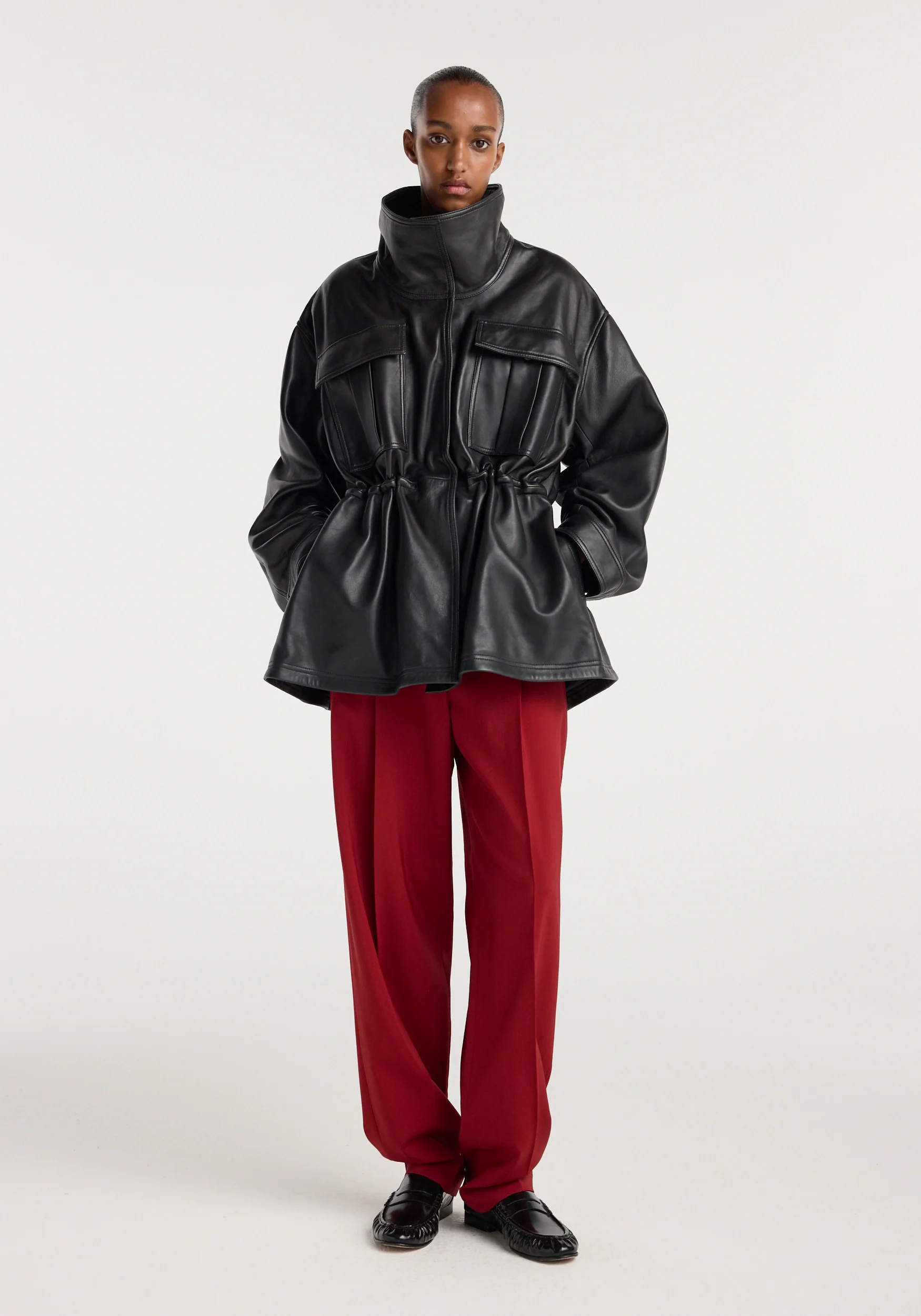 Sculptural leather jacket | black - Image 2