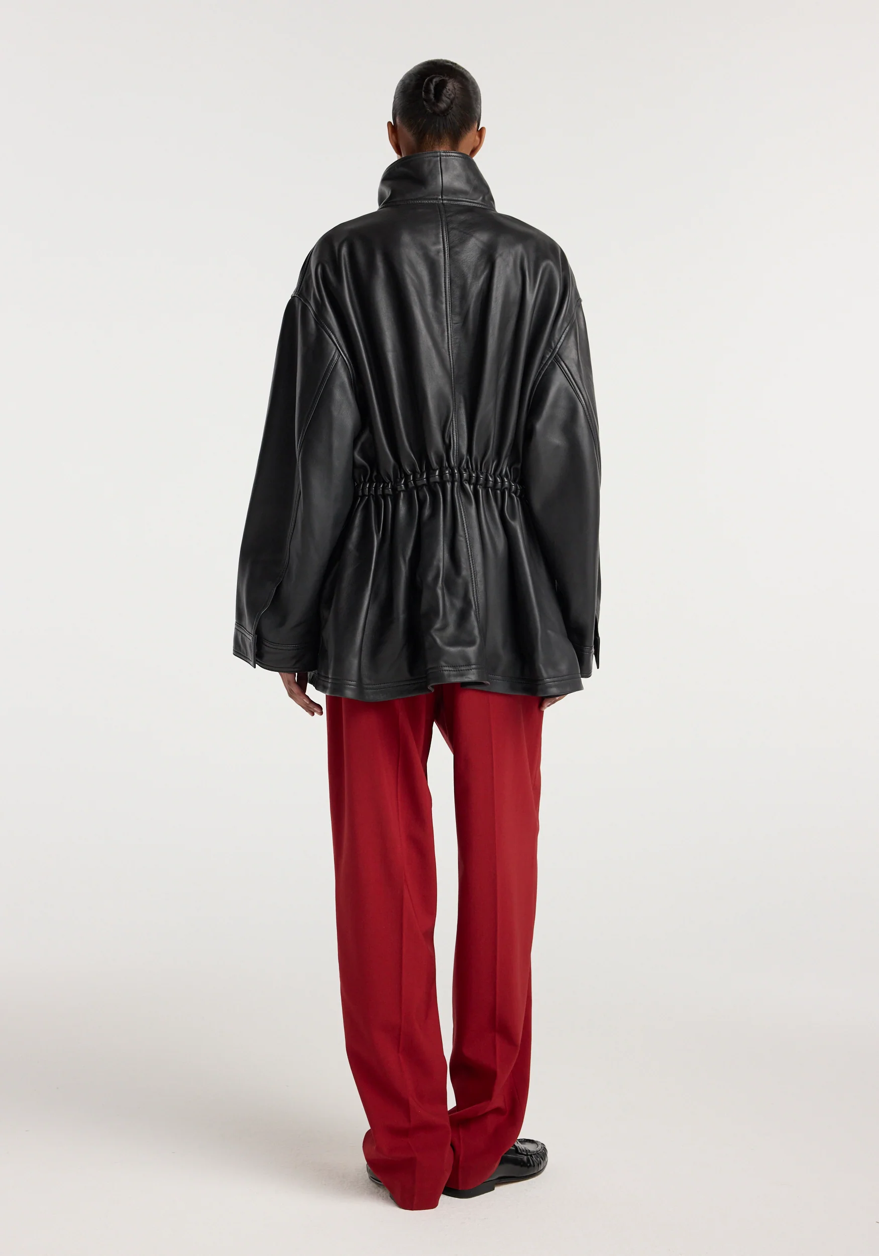 Sculptural leather jacket | black - Image 6