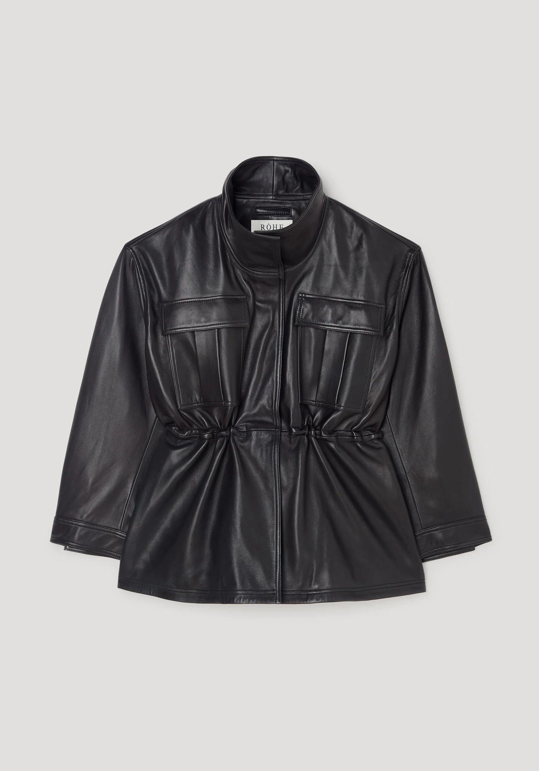 Sculptural leather jacket | black - Image 7