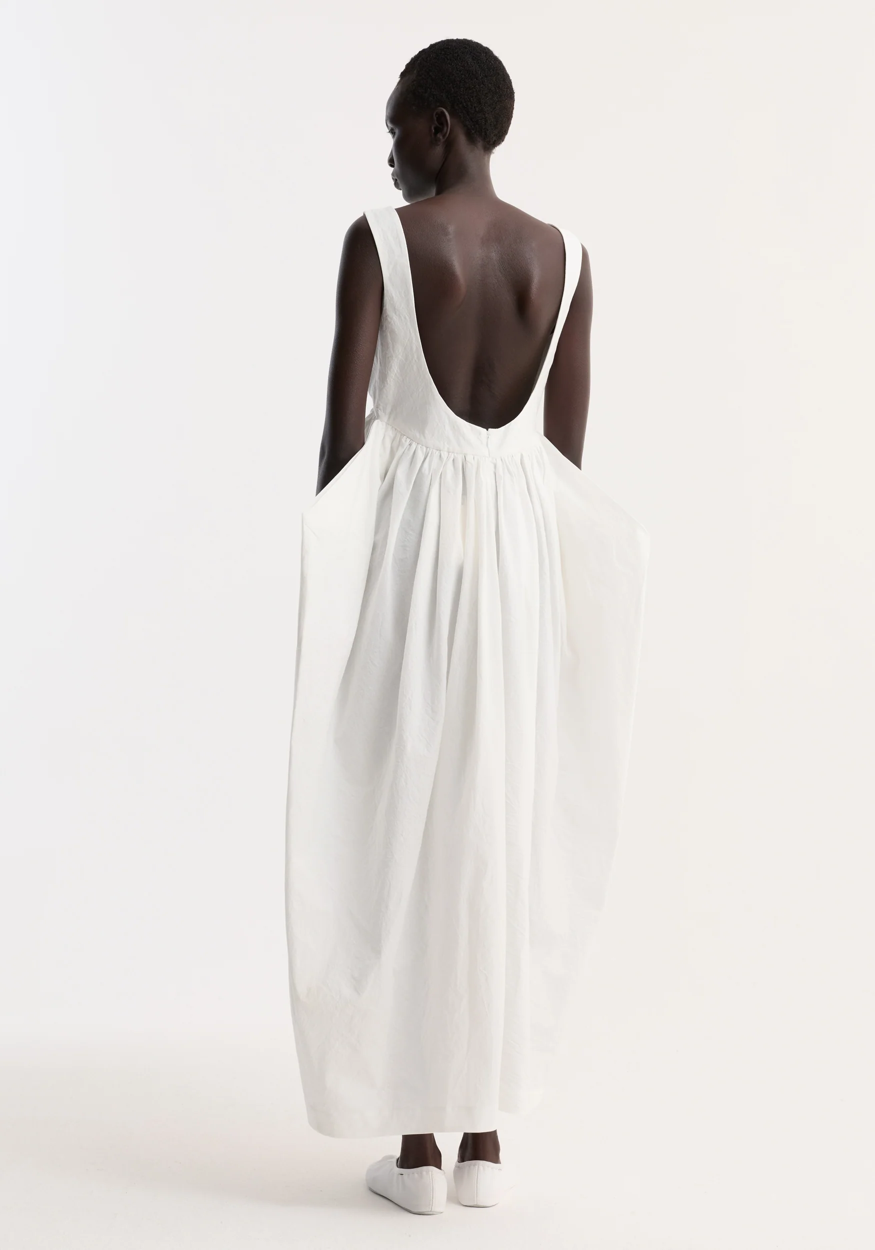Sculptural textured cotton dress | off white - Image 6