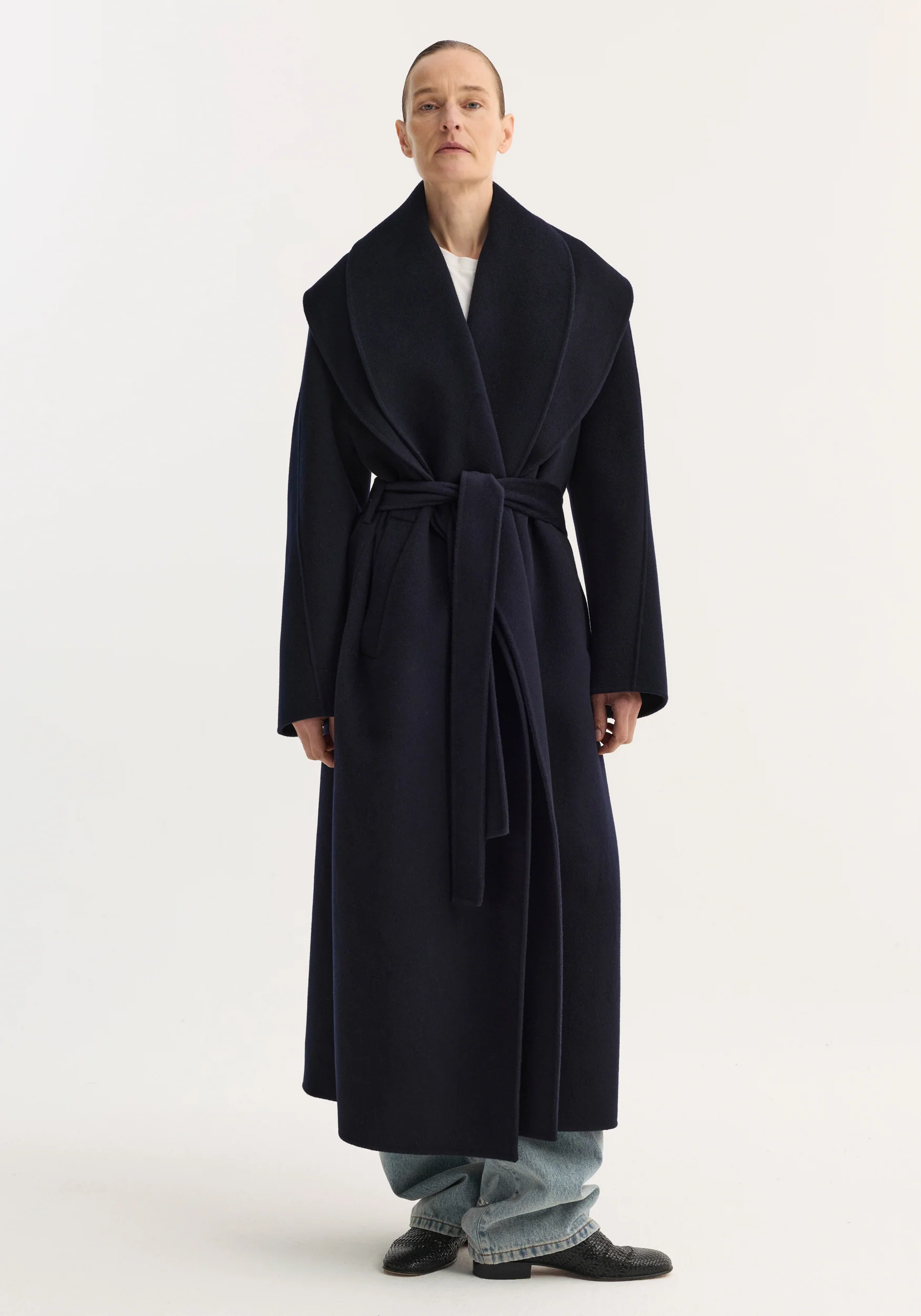 Signature double-faced scarf coat | navy - Image 2