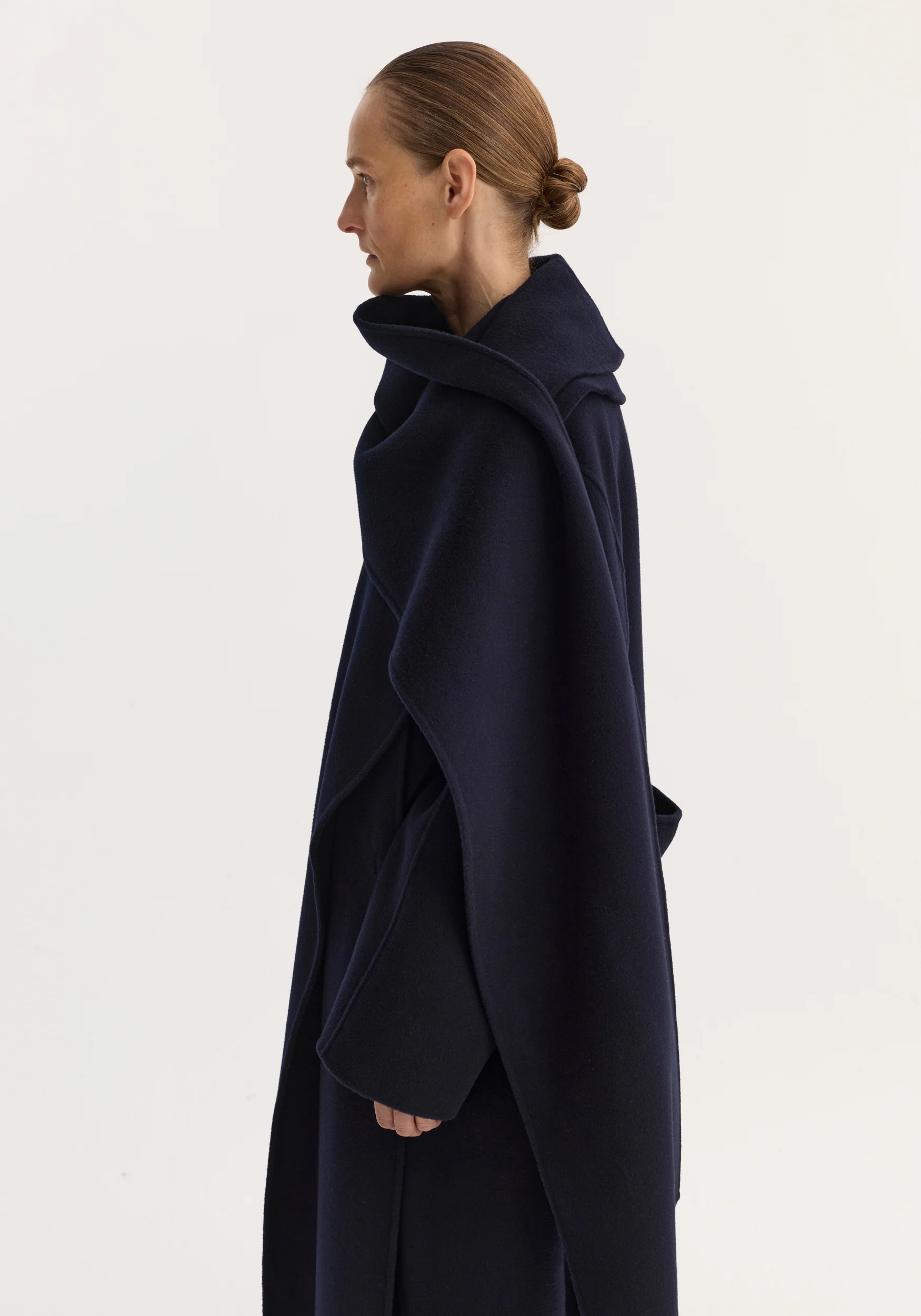 Signature double-faced scarf coat | navy - Image 5