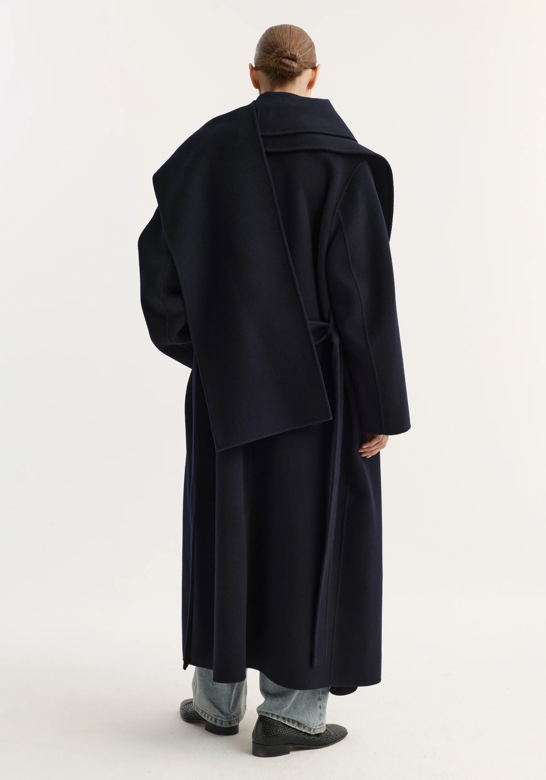 Signature double-faced scarf coat | navy - Image 8