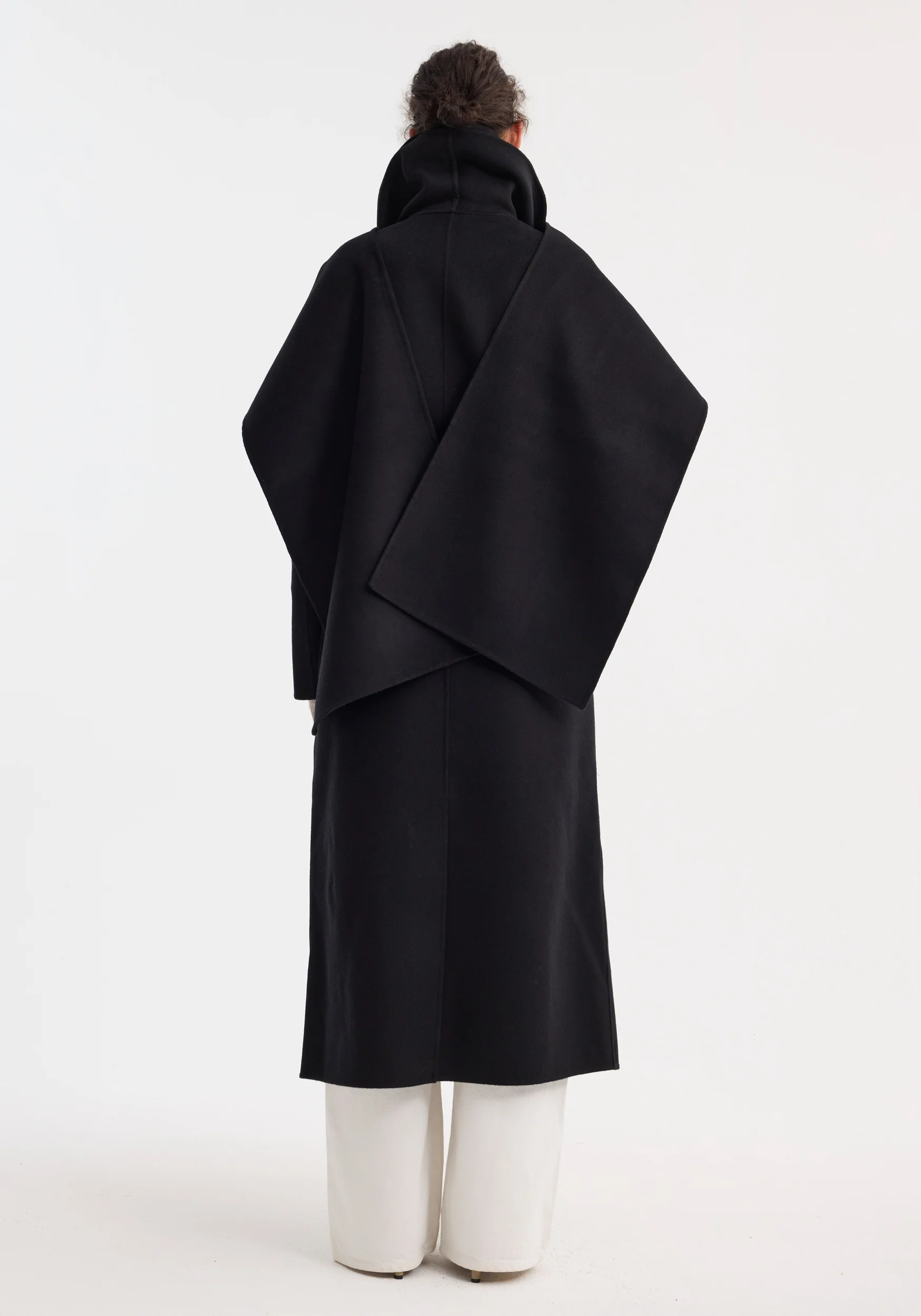 Signature double-faced scarf coat with belt | black - Image 8