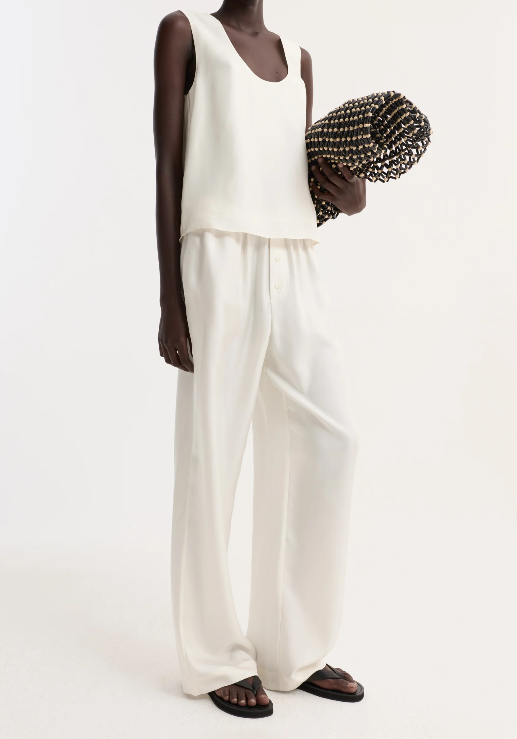 Relaxed silk trousers | cream - Image 3
