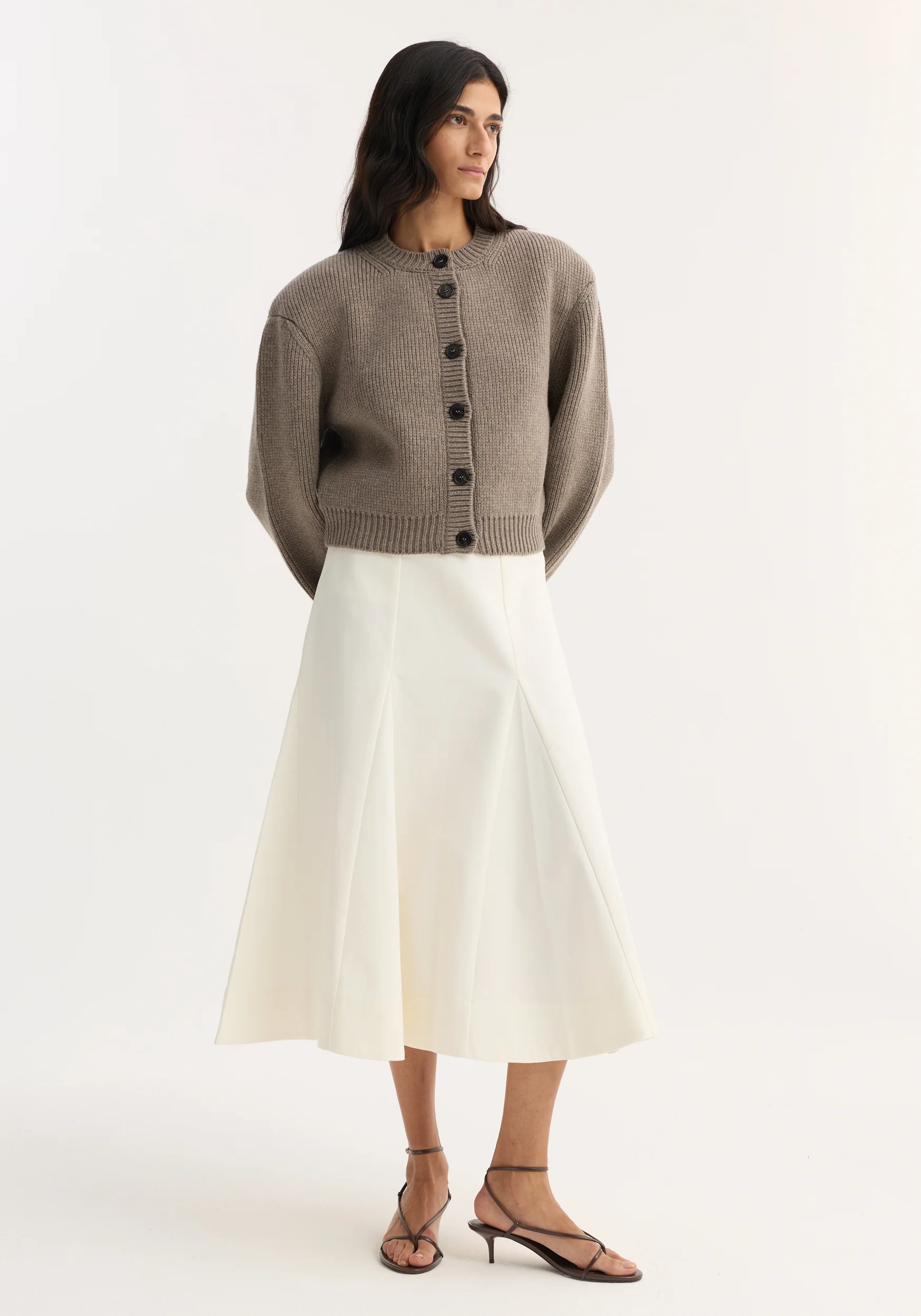 Statement shoulder cardigan | clay melange - Image 2