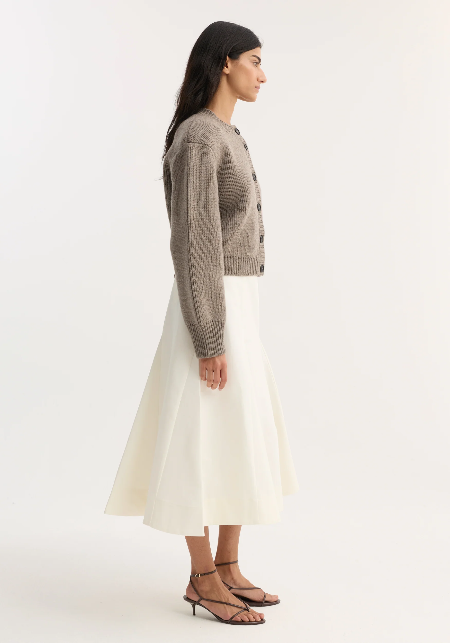 Statement shoulder cardigan | clay melange - Image 3