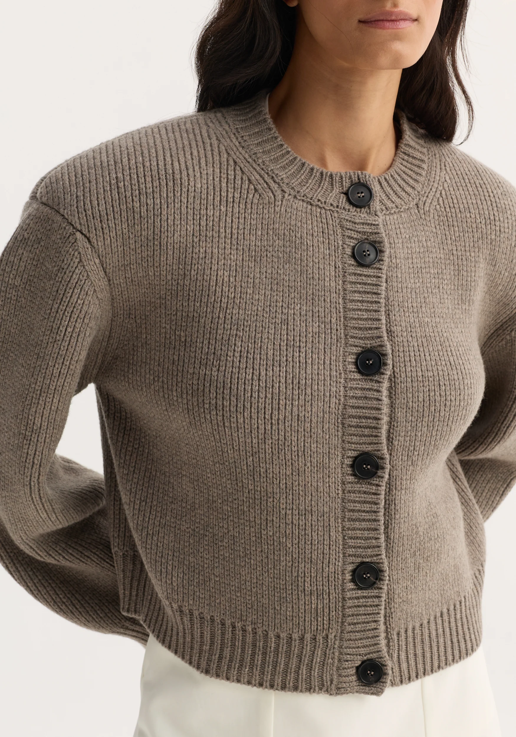 Statement shoulder cardigan | clay melange - Image 4