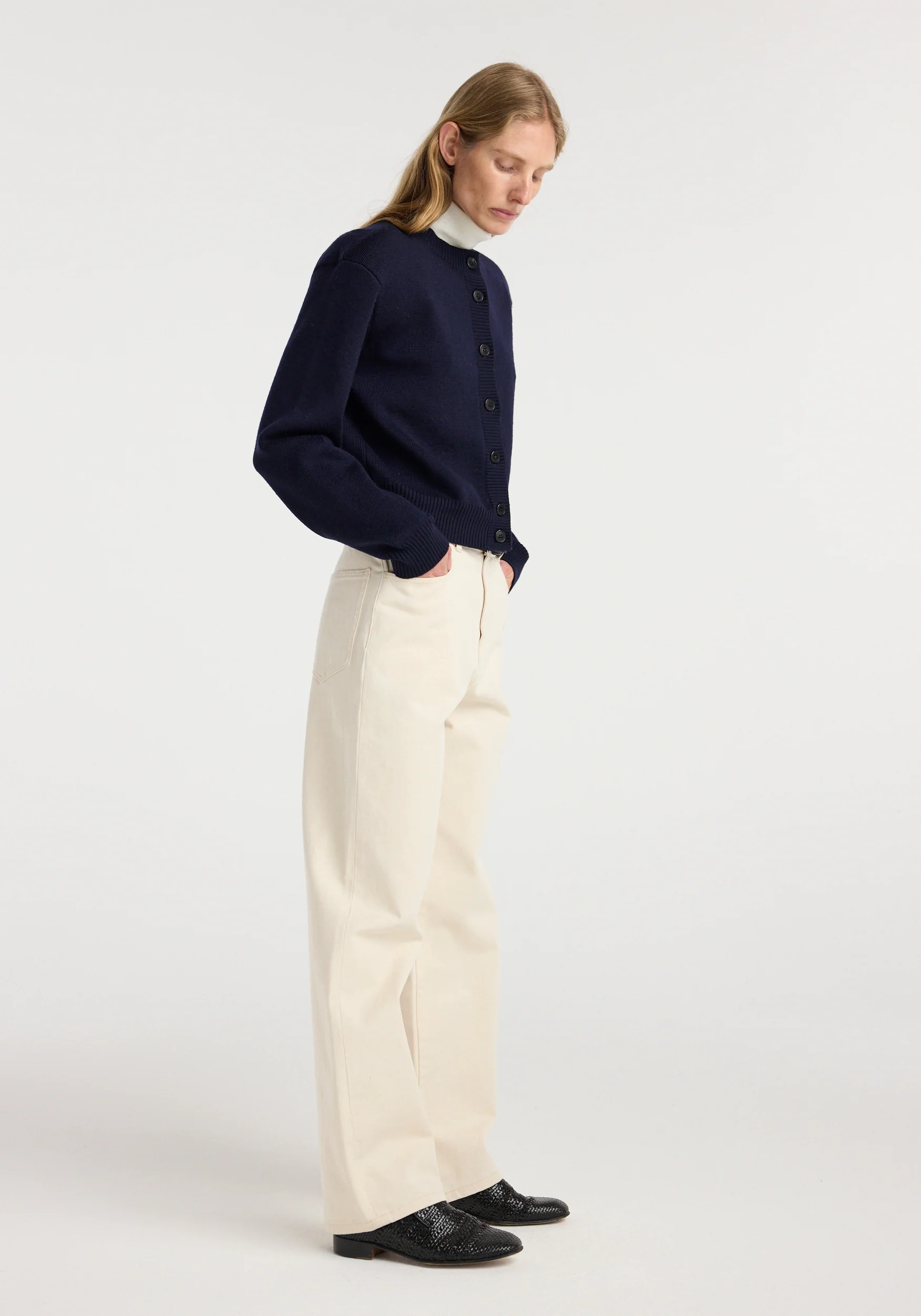 Statement shoulder cardigan | navy - Image 2
