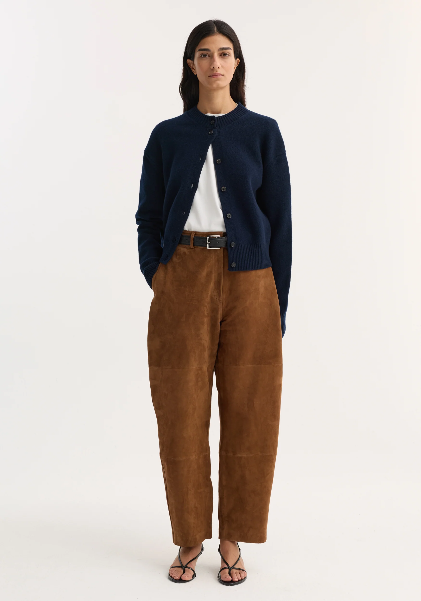 Sculptural suede trousers | tobacco - Image 2