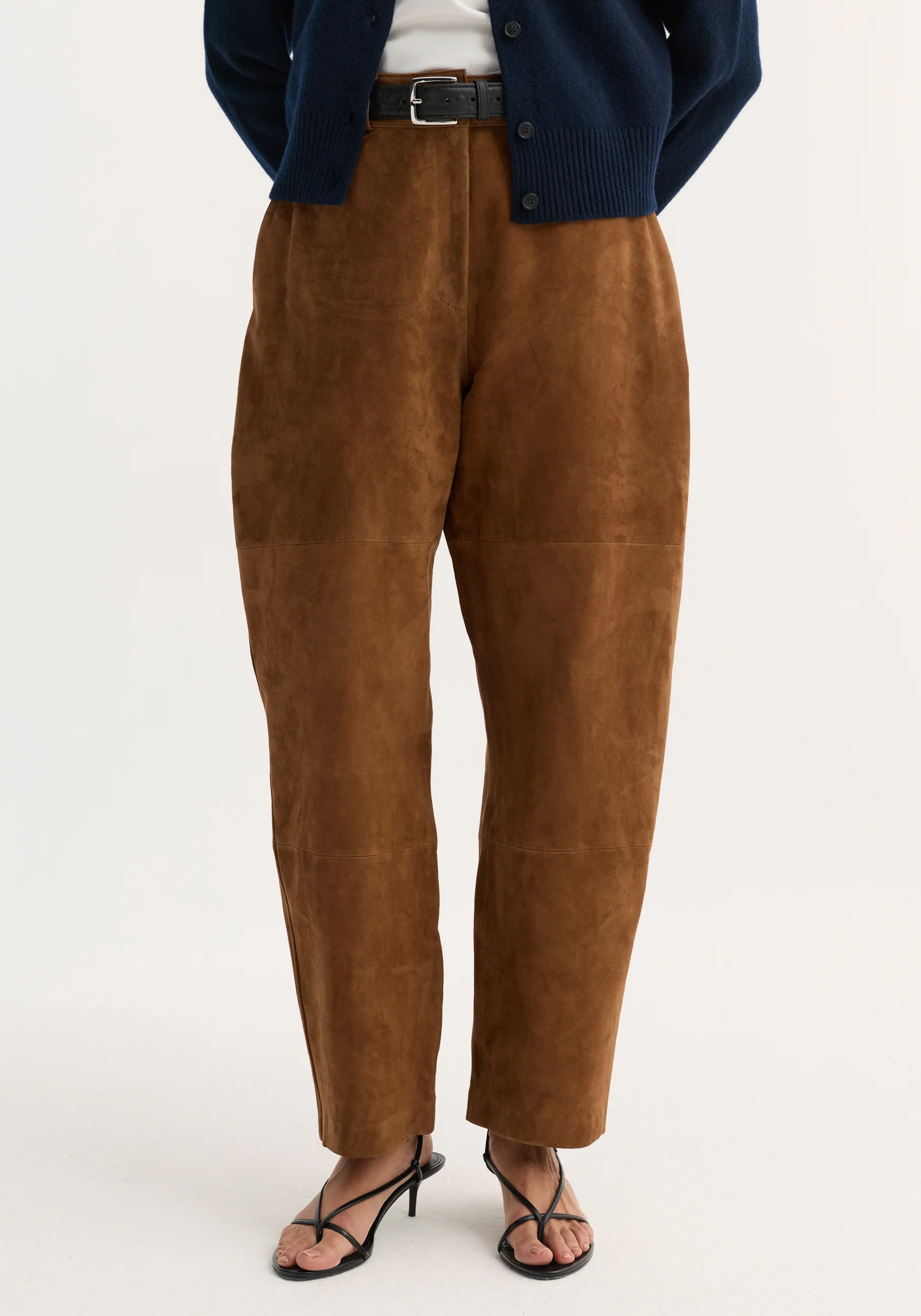 Sculptural suede trousers | tobacco - Image 3