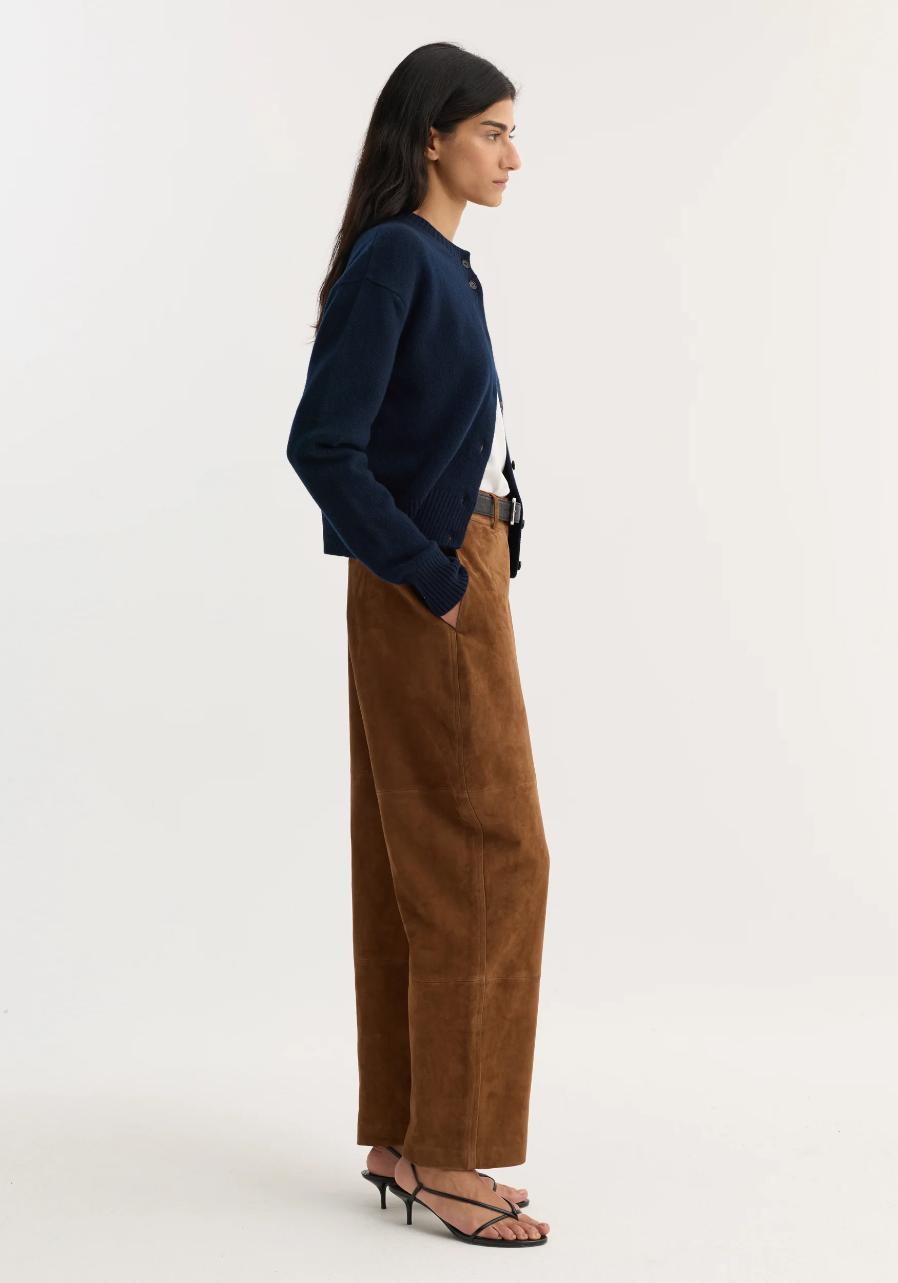 Sculptural suede trousers | tobacco - Image 4