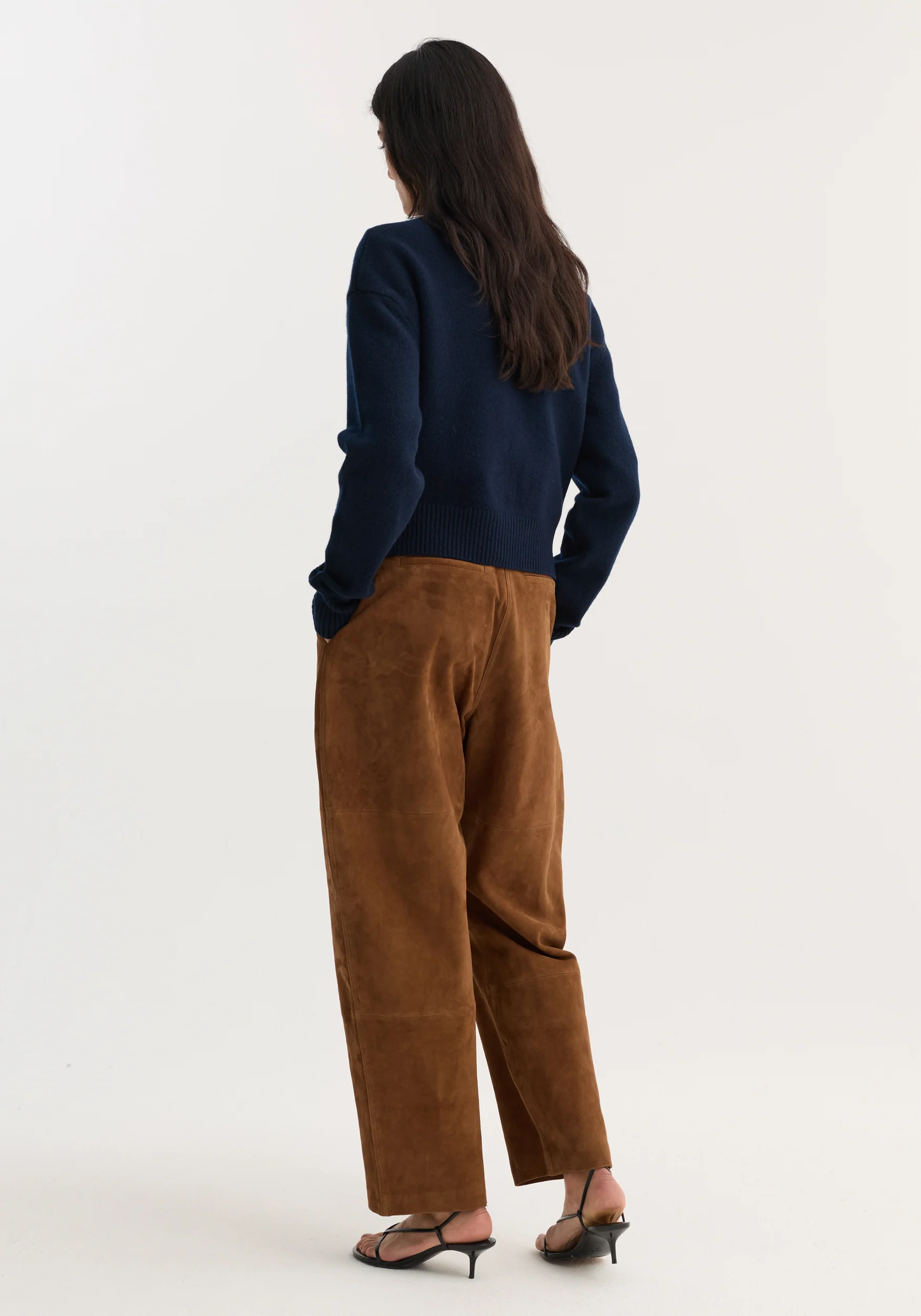 Sculptural suede trousers | tobacco - Image 5