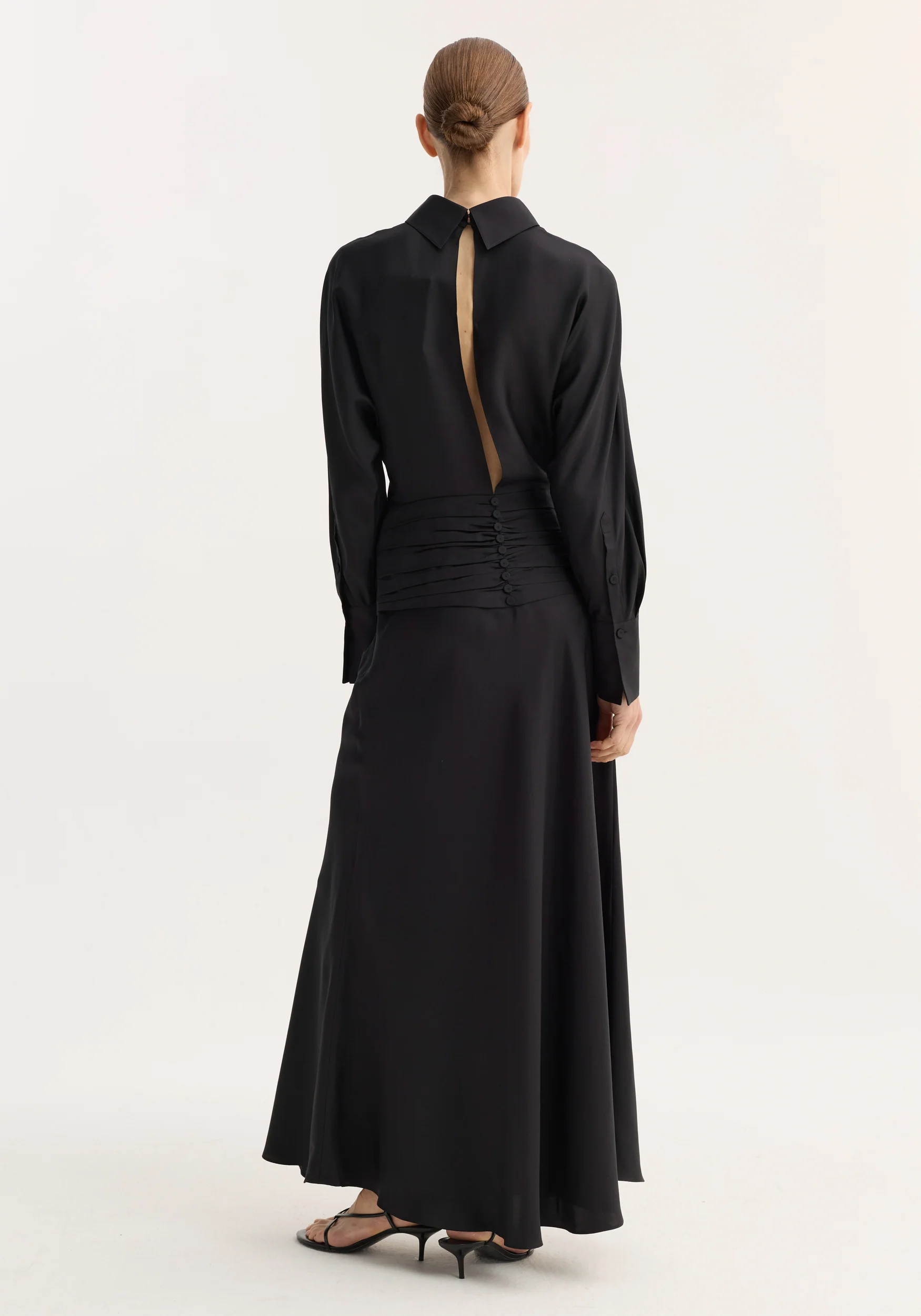 Tuxedo silk dress | black - Image 3