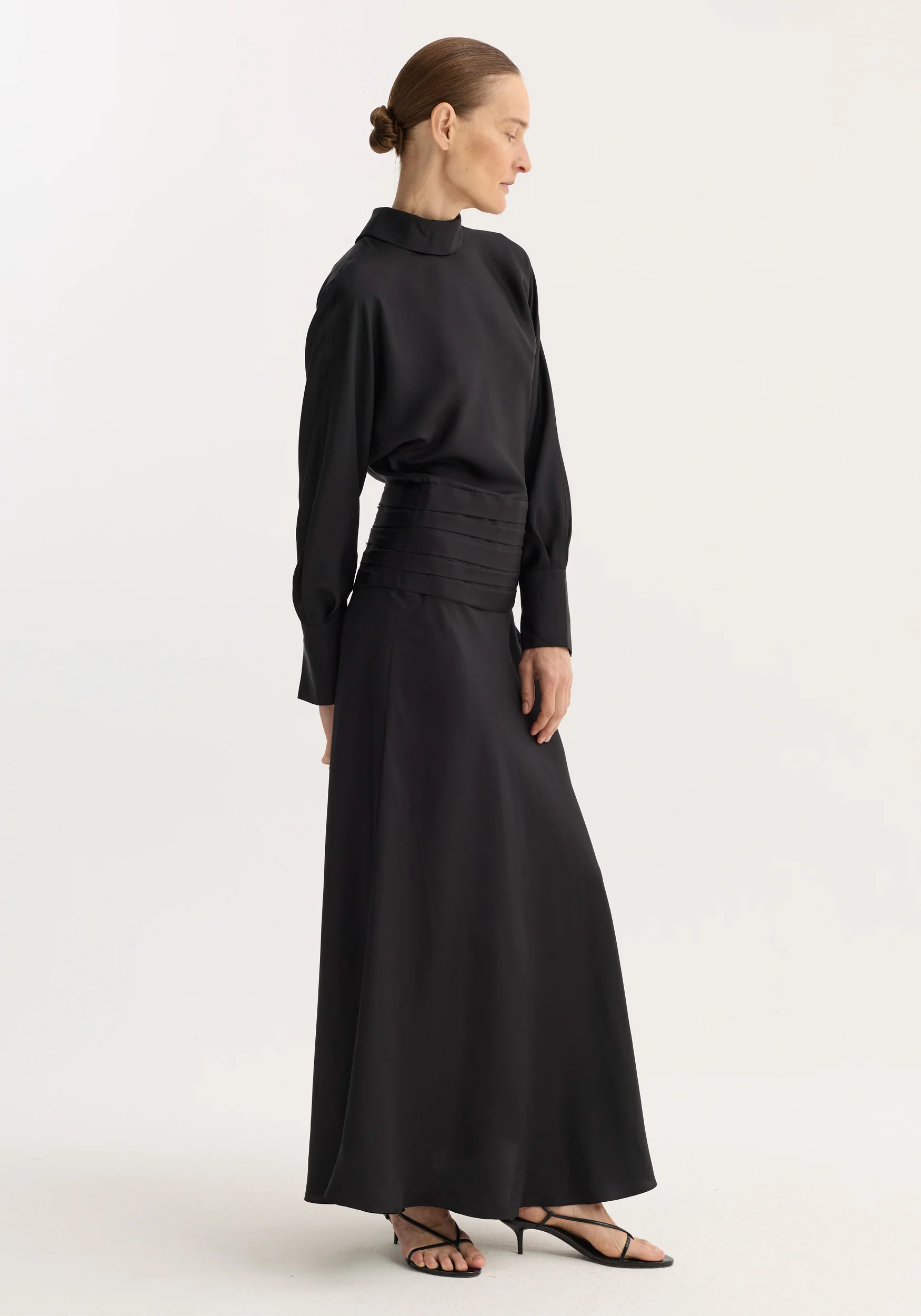 Tuxedo silk dress | black - Image 4