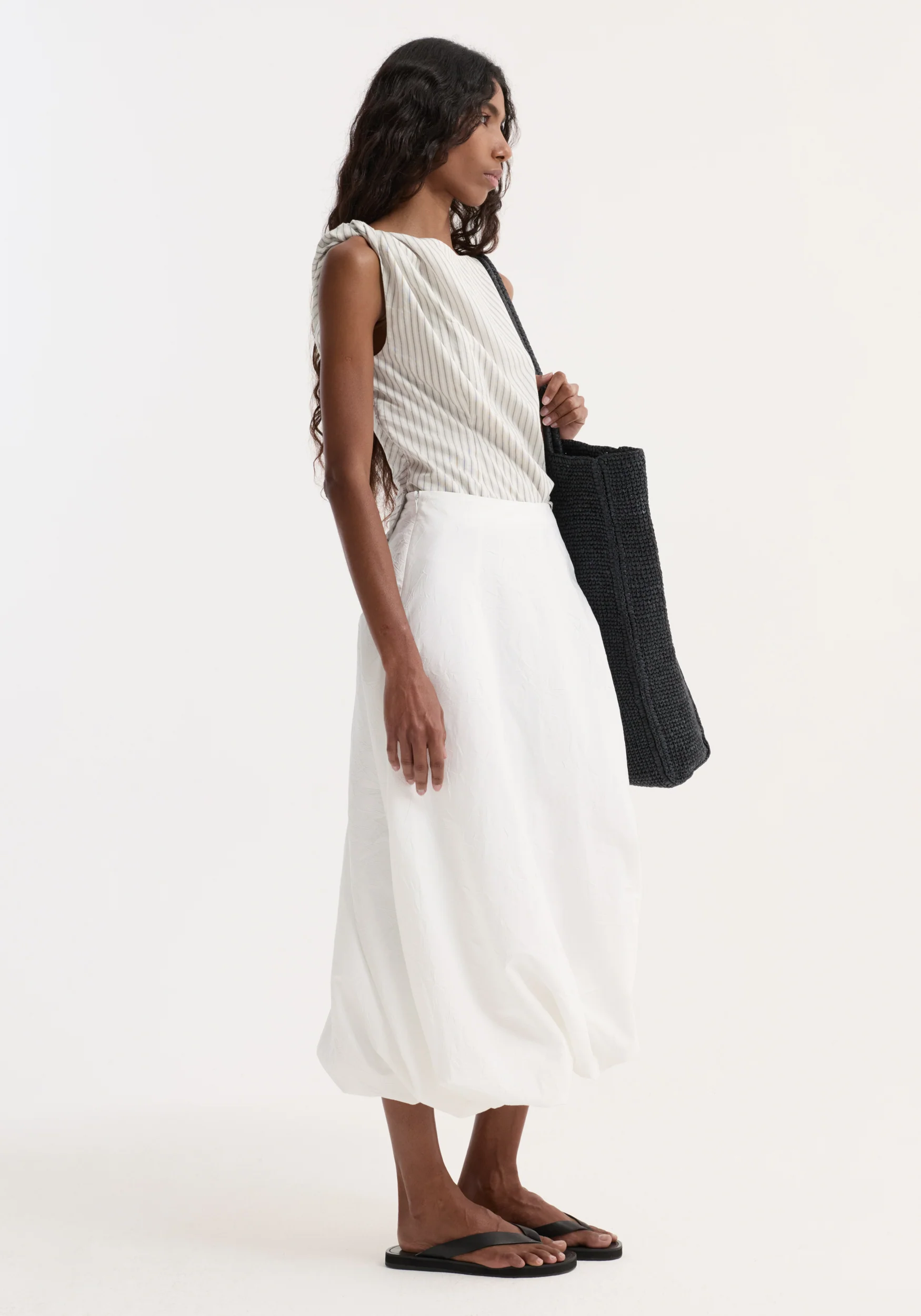 Twisted crushed cotton skirt | optic white - Image 5