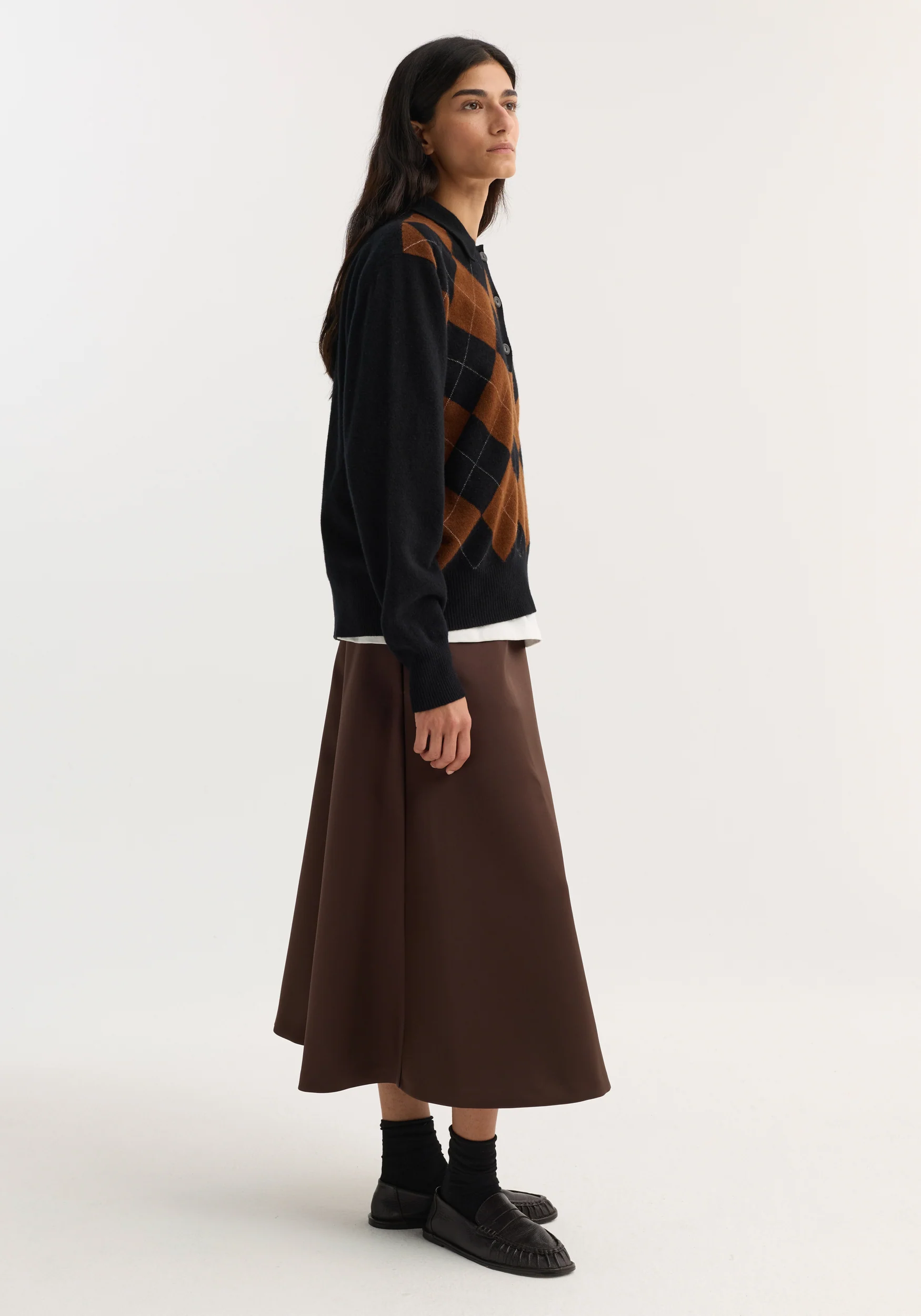 Voluminous a-line skirt | espresso - Image 3