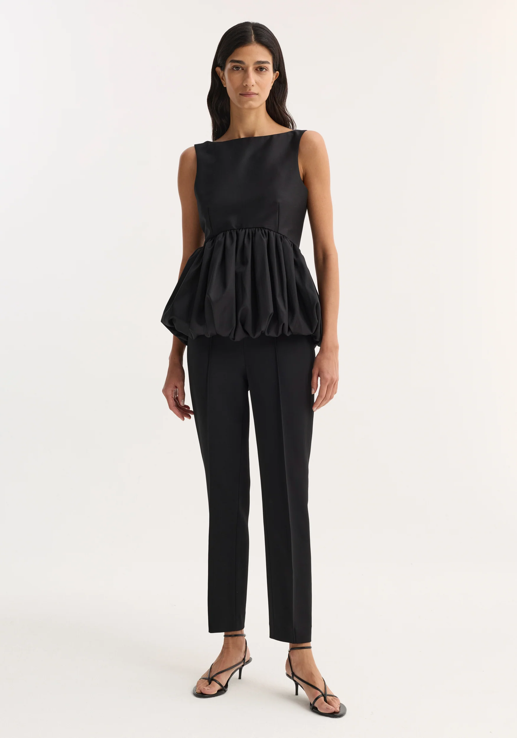 Voluminous boat-neck top | black - Image 2