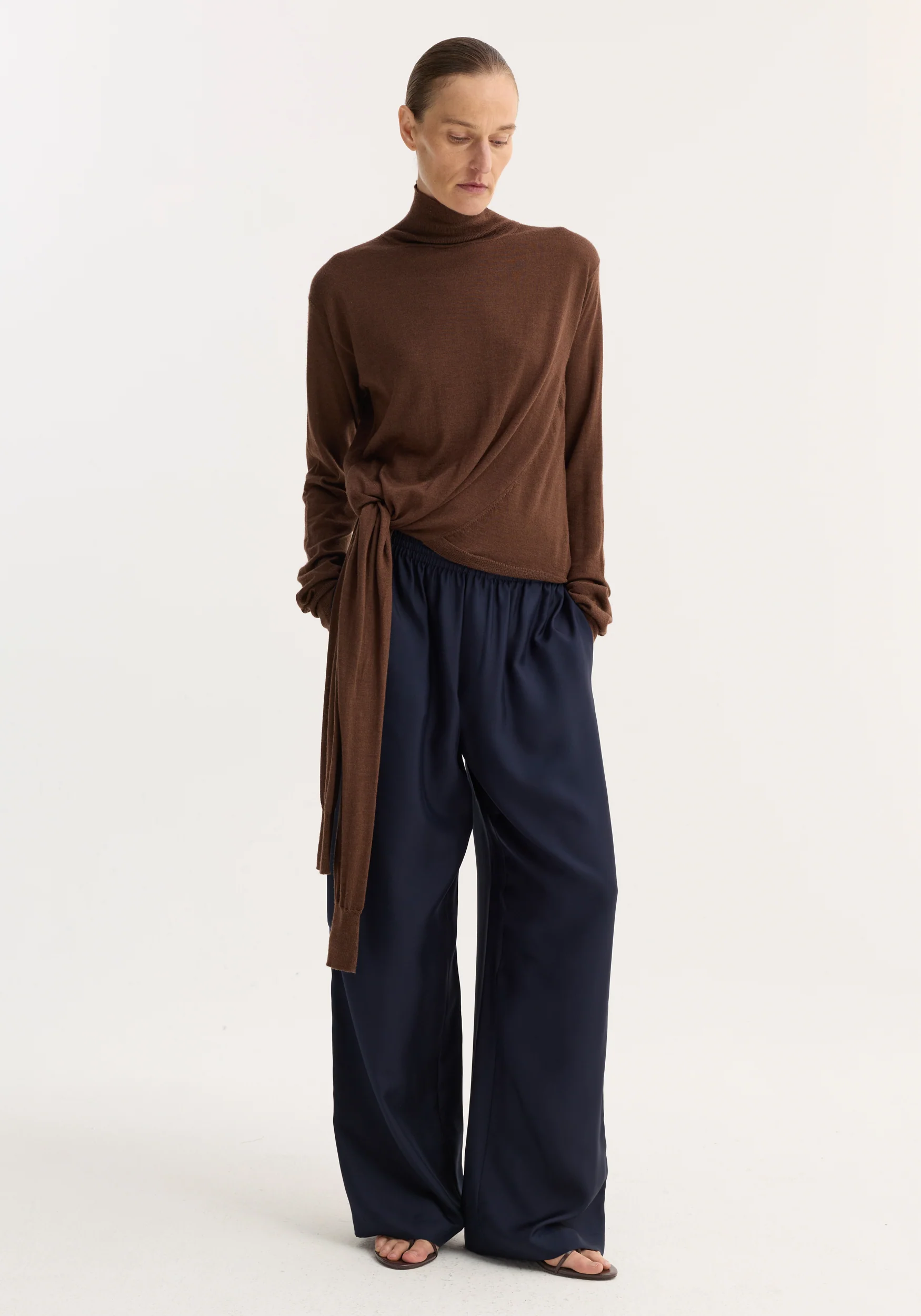 Wide leg silk trousers | night