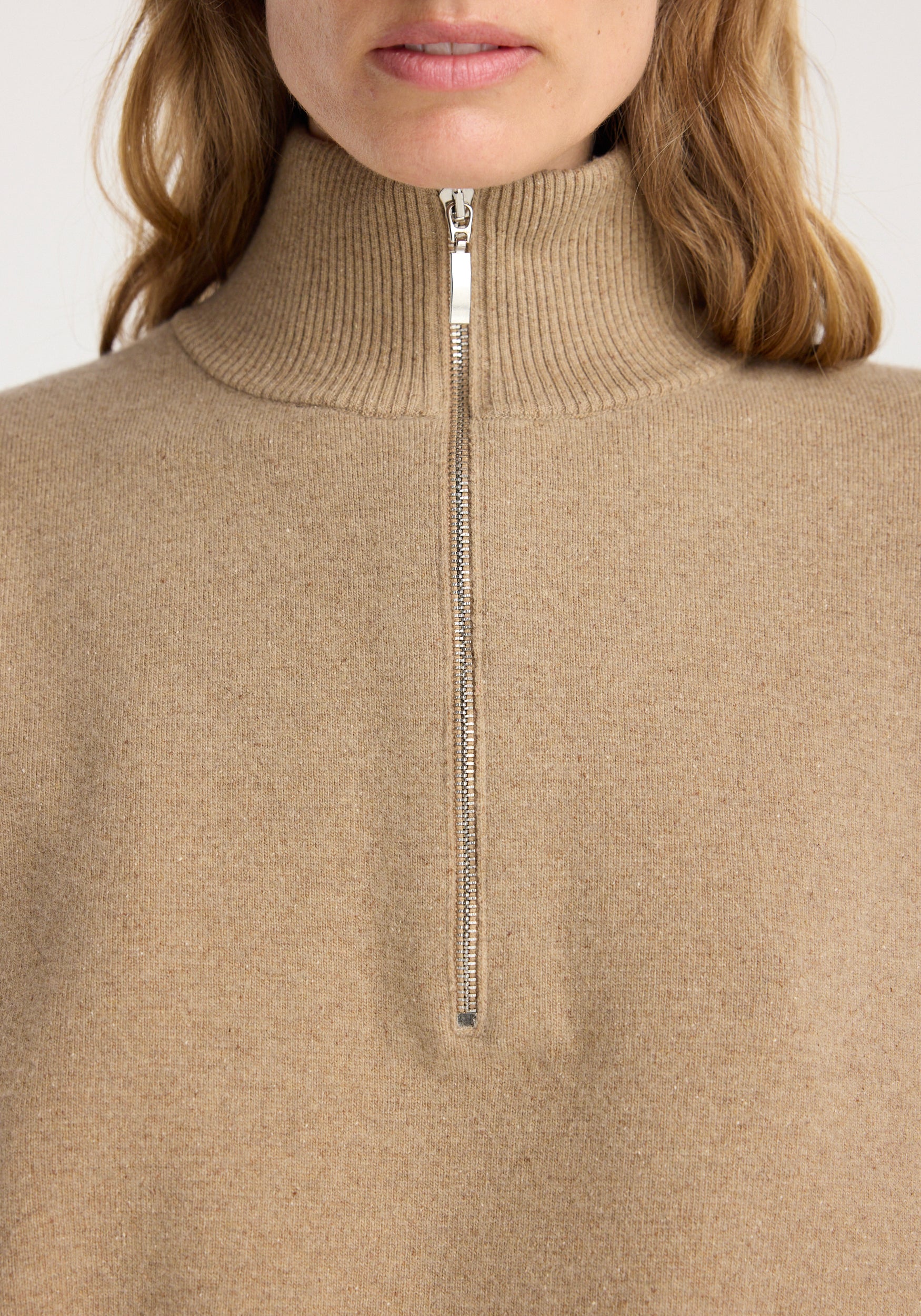 Zipped mouliné polo | camel - Image 2