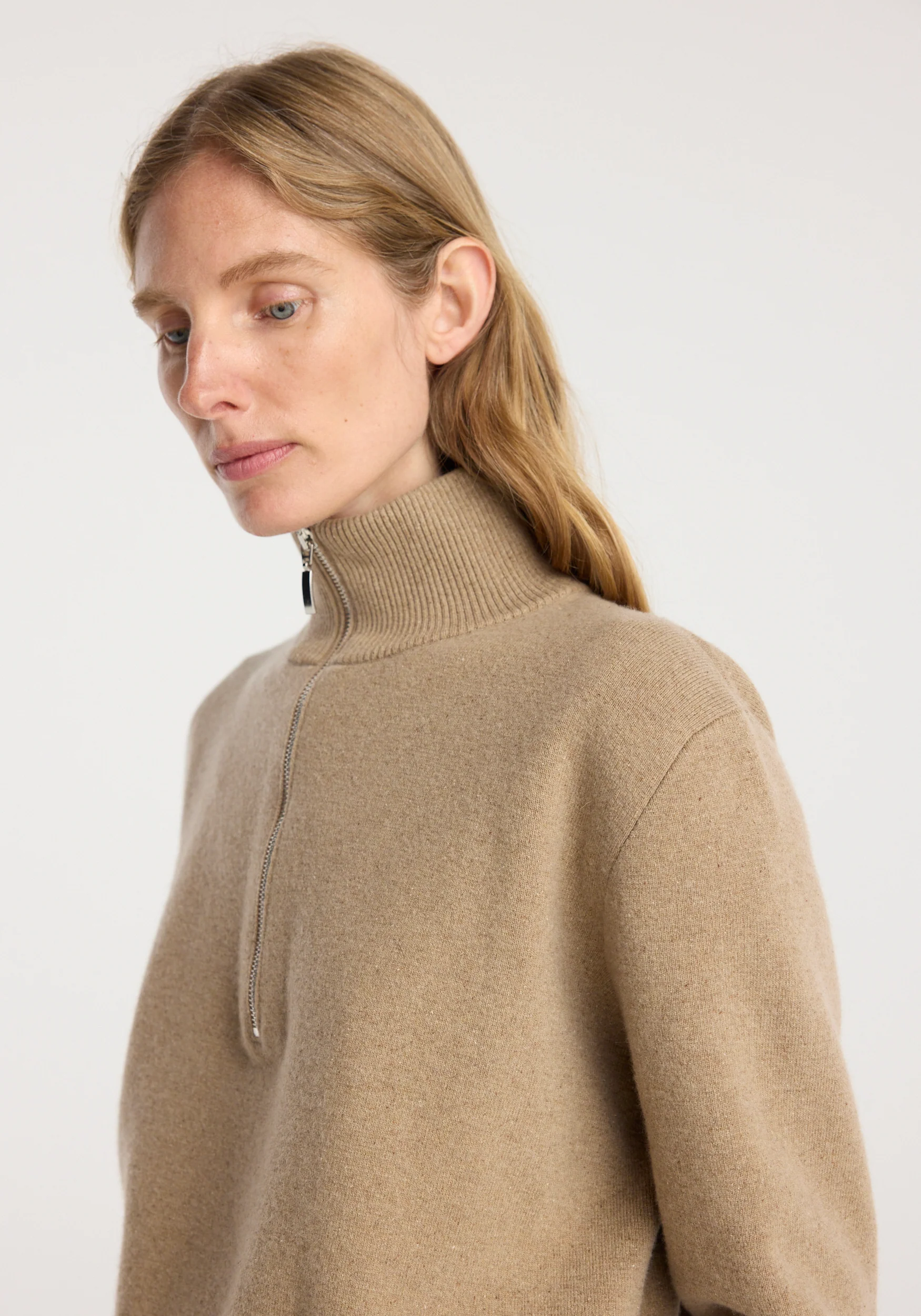 Zipped mouliné polo | camel - Image 3
